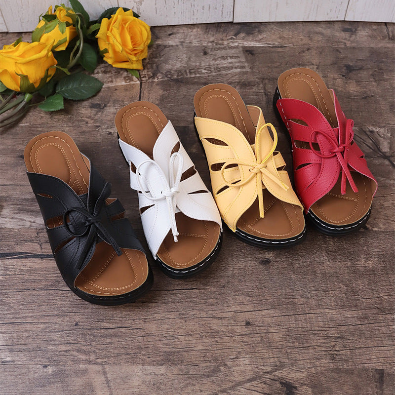 Wholesale summer New thick bottom breathable sewing line lace-up home sandals